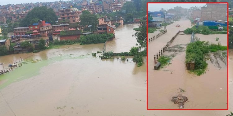 उच्च सतर्कता अपनाउन आग्रह काठमाडौं उपत्यकाका नदीसहित बबई, कमला, नारायणी, कोसीमा बाढी